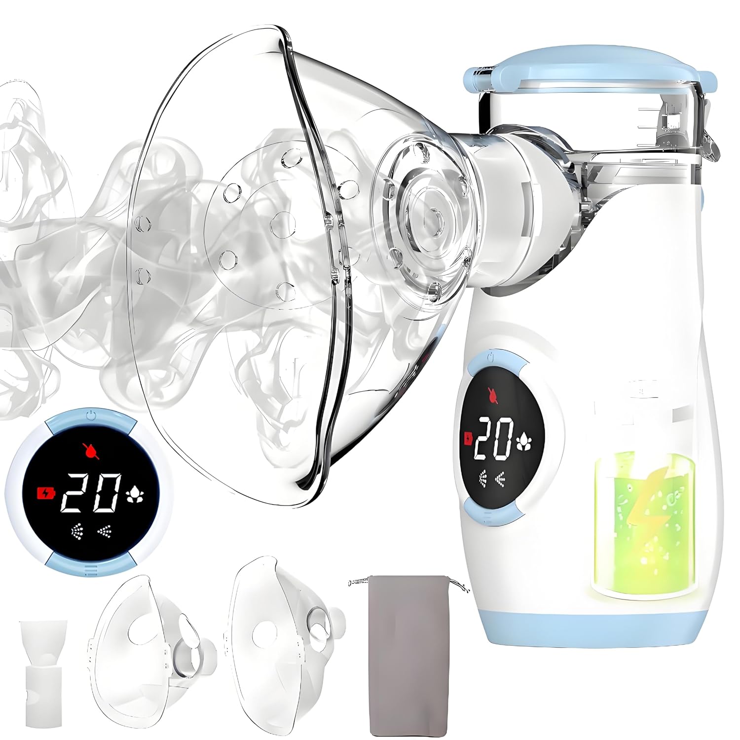 Portable Mesh Nebulizer with LED & Auto-Clean